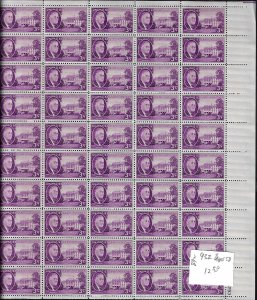 932 Mint,OG,NH... Pane of 50... Brookman CV $12.50