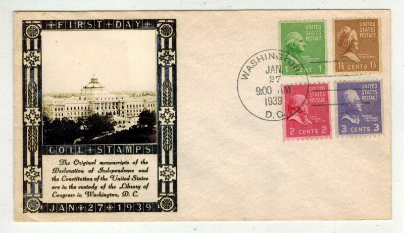 1939 Presidentials SCARCE CZUBAY OR WEIGAND REAL PHOTO 848-851 Coil Set CV $100