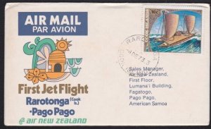COOK IS 1973 Air NZ first flight cover Rarotonga to American Samoa.........A8210