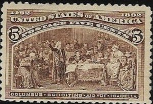 United States 1893 Columbus Seeking Aid  SC# 234  Used  Scott's Cat Value $9.50