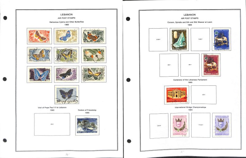 Lebanon Stamp Collection on 28 Steiner Pages, 1965-1981 Airmail + BOB (EF)
