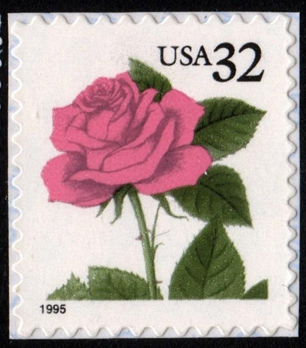 SC#2492 32¢ Pink Rose Booklet Single (1995) SA