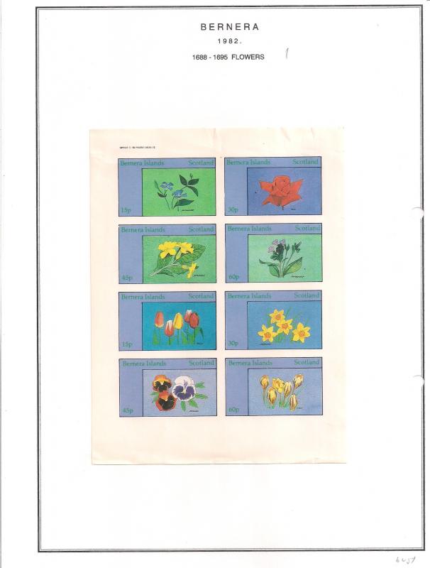 SCOTLAND - BERNERA - 1982 -Flowers (26) - 8v Imperf Sheet - MLH