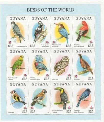 Guyana - 1994 - Birds Philakorea - Sheet of Twelve - MNH(Scott#2859)