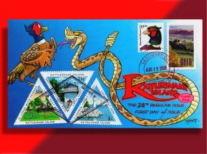 Rattlesnake Island Local Post - Pheasant & Snake on RILP FDC w/ Triangle Stamps!