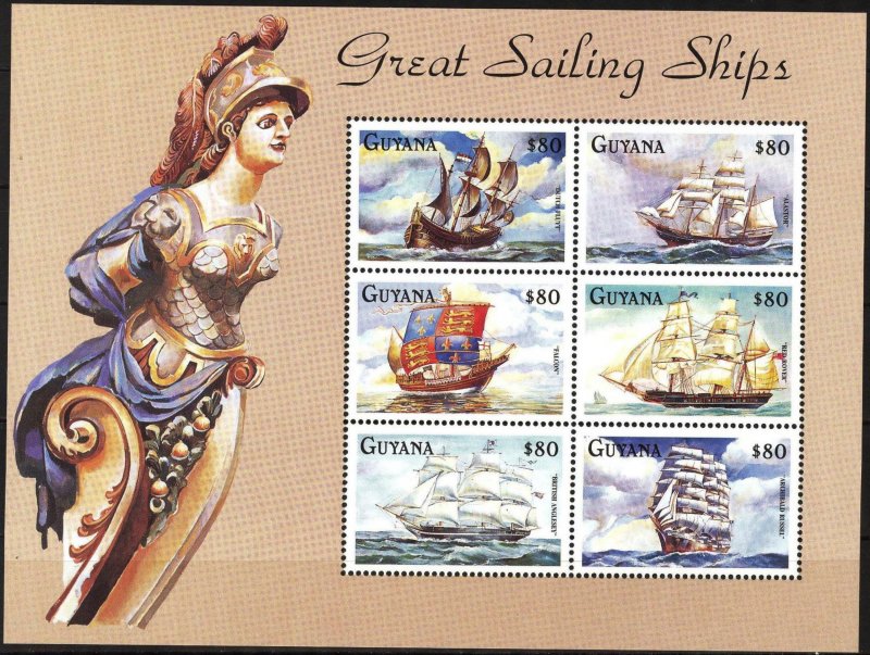 Guyana 1998 Sailing Ships Boats Sheet MNH