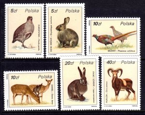 Poland 11986 Wildlife Complete Mint MNH Set SC 2719-2724