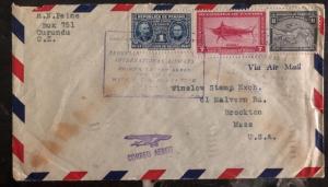 1947 Curundu Canal Zone Panama First Flight cover FFC to Brockton MA USA