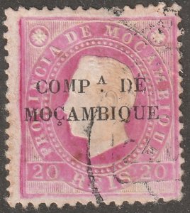 Mozambique company, Scott#3,  used, hinged,  20, Reis, pink