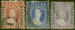 Natal 1870-73 Opt set of 3 SG60-62 Fine Used