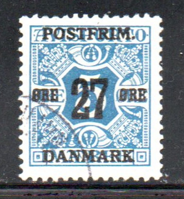 Denmark Sc 146 1918 27 ore overprint on 5 ore newspaper stamp used