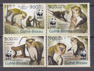 2013 Guinea-Bissau 6644-6647 WWF / Fauna - Monkeys  12,00 €