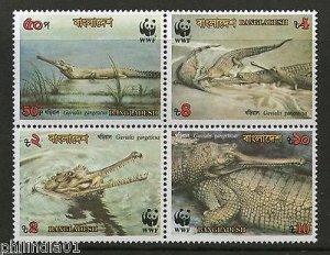 Bangladesh 1990 WWF - Gharials Reptiles Animal Se-tenant Sc 343a MNH # 2283
