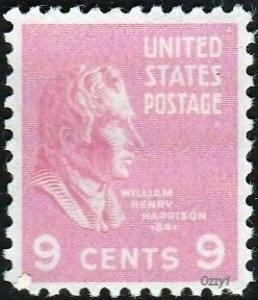 USA 1938 Sc#814 9c Rose Pink William H Harrison MINT-VF-OG-NH.