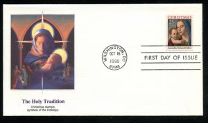 US 2514b Christmas 1990 - Madonna Bklt  UA Fleetwood cachet FDC