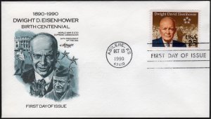 SC#2513 25¢ Dwight D. Eisenhower FDC: Artmaster (1990) Unaddressed