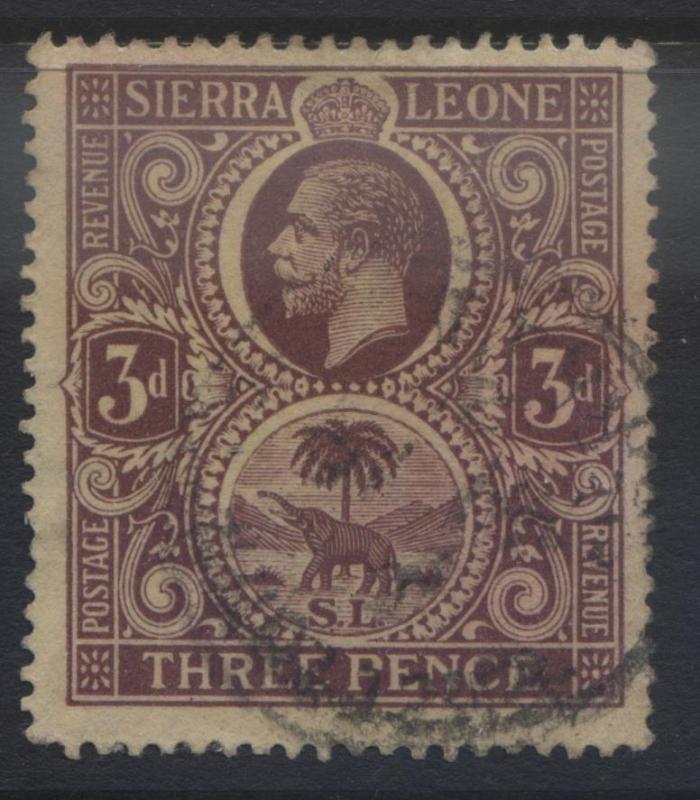 Sierra Leone -Scott 108 - KGV Definitive -1912 - VFU - Single 3p Stamp