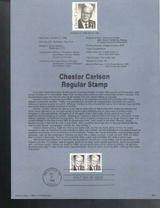 USPS Souvenir Page 88-51, Scott 2180, Chester Carlson, 2 x 21 cents, pair