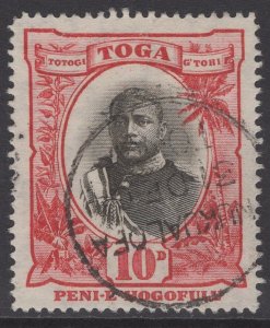 TONGA SG49 1897 10d BLACK & LAKE FINE USED