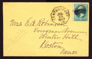 Cover, Bentonsport, IOA, JUL 16 1883 (DPO R2, 1838-1942), OCTAGONAL Datestamp