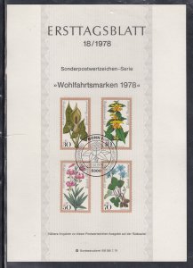 Ersttagsblatt 18/78 Scott B553-6  -Flowers