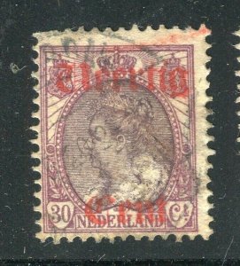 NETHERLANDS; Early 1900s Wilhelmina surcharged issue used 30c. value