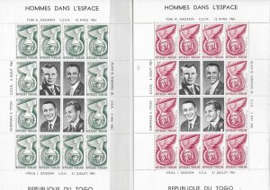 Togo 1962 Astronauts Space 4 Sheets Sc 417-420 MNH C6