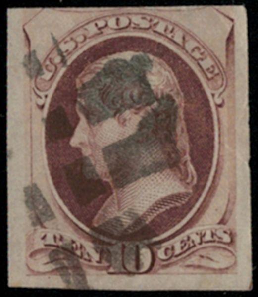 US #150 ?? IMPERF?? Most likely cut down, super margins and eye appeal! Crease