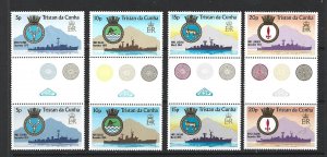 TRISTAN DA CUNHA - 1977  NAVAL SHIPS - SE-TENANT PAIRS - SCOTT 216 TO 219 - MNH