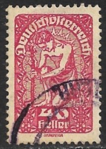 AUSTRIA 1919-20 40h Lake ALLEGORY OF NEW REPUBLIC Issue Sc 213 VFU