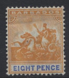 Barbados - Scott 99 -Badge of Colony -1904 - MVLH -WMK 3 - Single 8p  Stamp