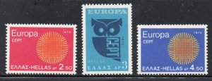 Greece Sc  985-87 1970  Europa stamp set mint  NH