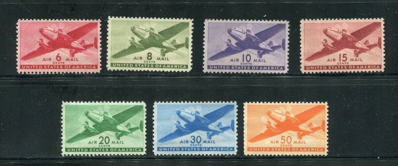 US Airmail Stamps # C25 - C31 Transport Plane Air Mail Stamp Set MNH 