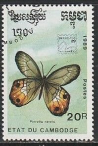 1989 Cambodia - Sc 1002 - used VF - 1 single - Butterflies - PHILANIPPON 91