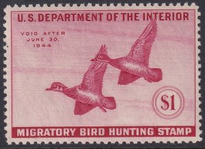 RW10 U.S. 1943 Federal Duck Stamp $1.00 MNH CV $120.00