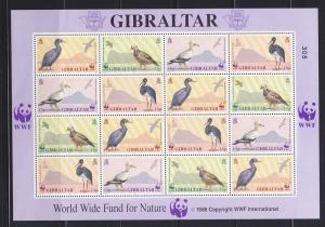 Gibraltar 594a Sheet Set MNH WWF, Birds (B)