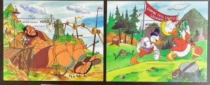 Mongolia 2 Disney Souvenir Sheets Sleeping Giant and Jumping Frog 1987