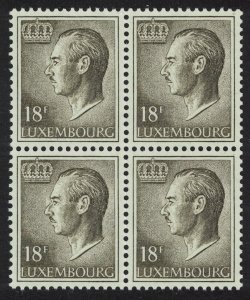 Luxembourg Grand Duke Jean 18f. green Granite paper Block of 4 1986 MNH