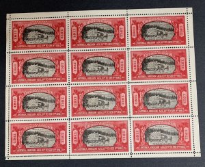 1911 Astoria Exposition, Astoria, Oregon, Sheet of 12 Red & Black Poster Stamps