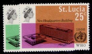 ST. LUCIA QEII SG224-225, 1966 WHO headquarters set, NH MINT.