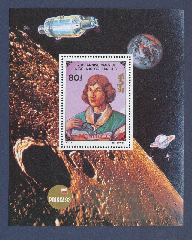 MONGOLIA - Scott 2122 - MNH S/S - Copernicus, space, moon, Polska 93 - 1993 