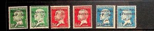 ALAOUITES Sc 16-21 NH ISSUE OF 1925 - - #20 W/GUM SKIP - OVERPRINTS