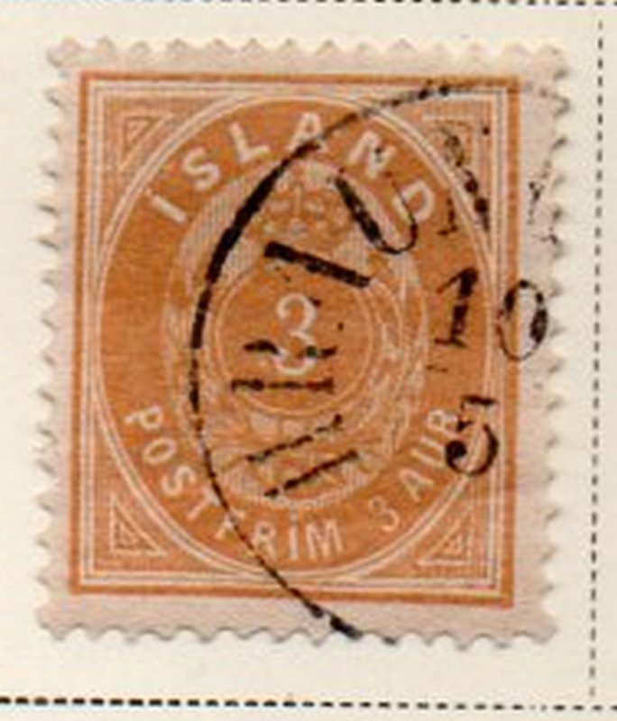 Iceland Sc 15 1882 3 aur orange arms stamp used