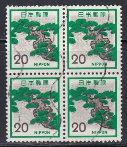 Japan 1972 Sc#1071 Sak#438 Japanese Pine Tree (Block of 4) Used