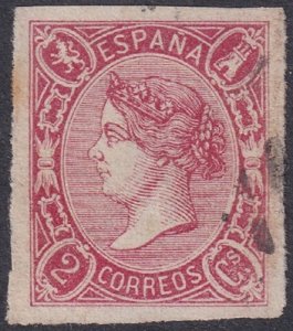 Spain 1865 Sc 67 used grill (parrilla con cifra) cancel