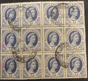 Rhodesia and Nyasaland 1d sheet x 12 Stamp Rare