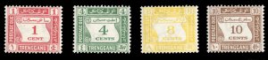 Malayan States - Trengganu #J1-4 Cat$184.50, 1937 Postage Dues, set of four, ...