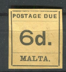 MALTA; 1925 early Imperf Postage Due issue Mint unused 6d. value