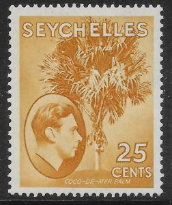 SEYCHELLES SG141 1938 25c BROWN-OCHRE MTD MINT