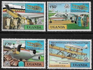 Uganda #211-4 MNH Set - 1st Powered Flight Anniversary
